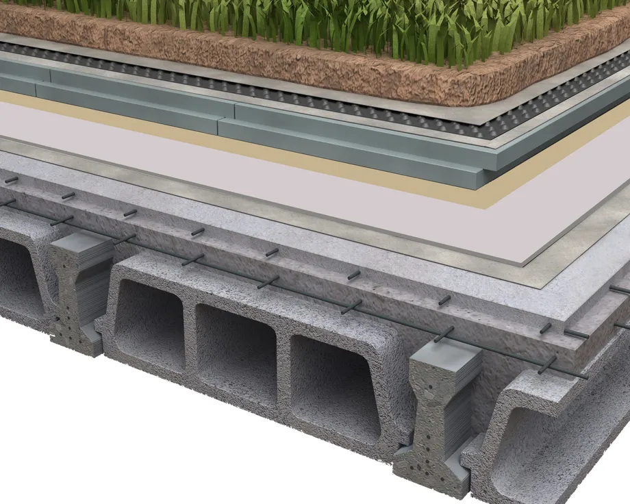 Sistema constructivo para cubiertas ajardinadas con laminas PVC